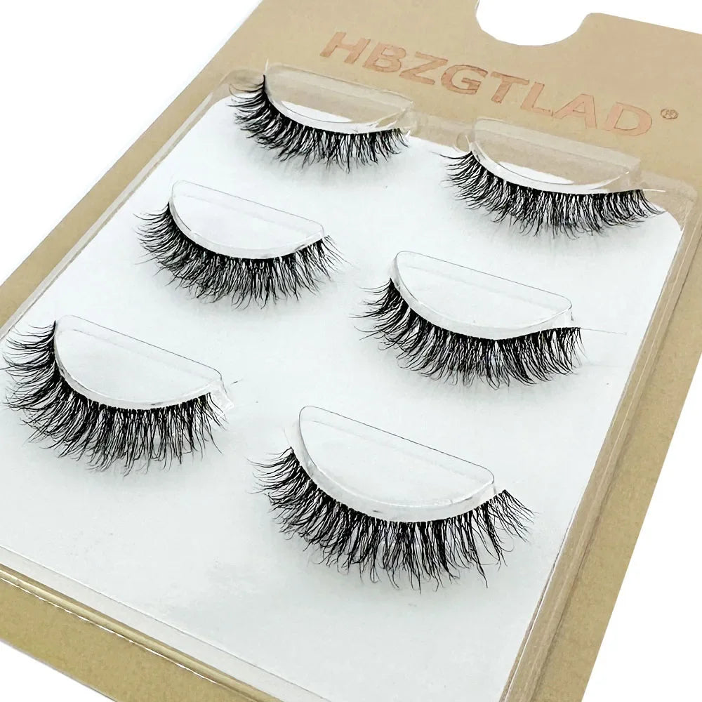 NEW 3Pairs 5d Mink Lashes 3D Mink Eyelashes Invisible Band Natural Black Mink False Eyelash Full Strip cilios posticos Reusable