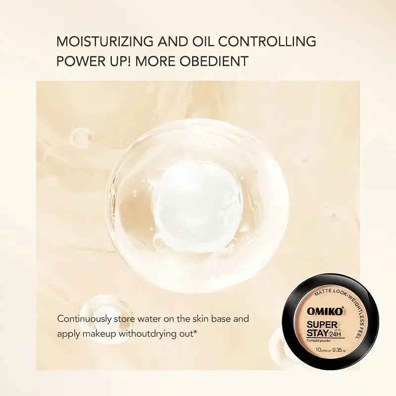 Pressed Powder Waterproof Long-lasting Full Coverage Face Compact Powder Makeup Foundation Oil 3 Color Control Cosmetics