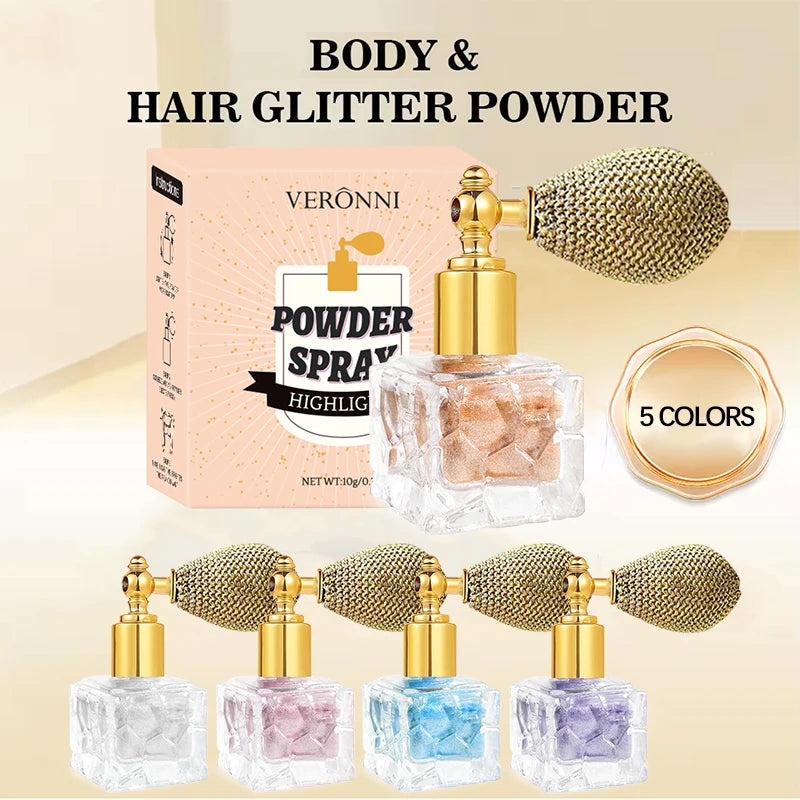 Diamond Shimmering Multi-Color Brightening Glitter Spray High Gloss Face Body Powder High Glitter Spray Powder Makeup Cosmetics