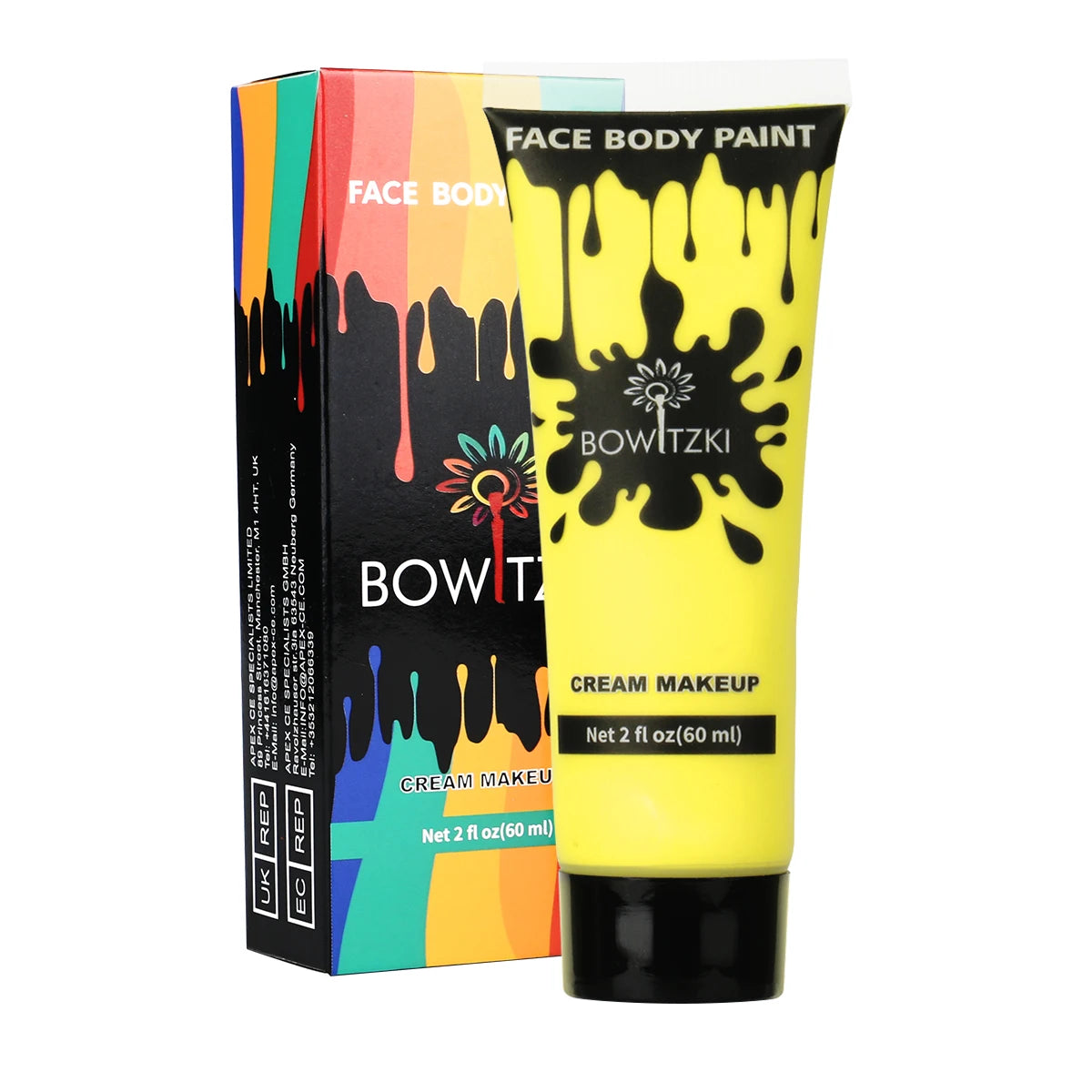 Bowitzki Face and Body Paint 2oz Cream Makeup 60ml Water Based Face Painting Special Effects For Adults Children Kids Halloween