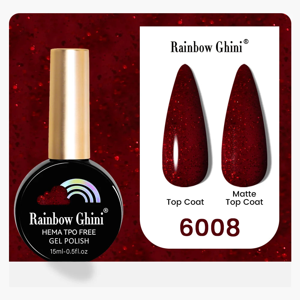 Rainbow Ghini 15ML 146 Colors Long-Lasting Colorful Gel Nail Polish Professional UV/LED Gel Polish Base Coat Matte Top Coat