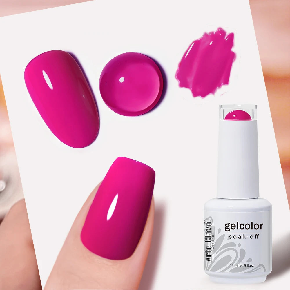 Arte Clavo 15ml Rose Red Pink Color Gel Nail Polish Autumn Winter Hot Sale Long Lasting Soak Off For Manicure Nail Art Gel