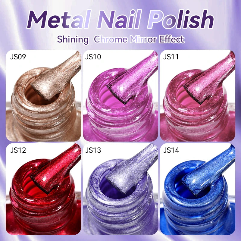 LILYCUTE 7ml Mirror Metallic Nail Polish No Need of UV LED Lamp Nail Supplies Vernis Red Purple Mirror Effect for Nails