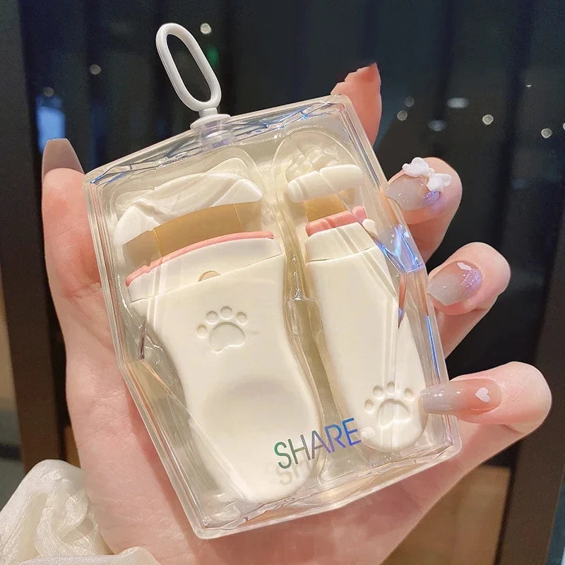 2Pcs Portable Eyelash Curler,Cat Claw Eyelash Curler, Edgeless Long Lasting Curling Tool, Gentle Half Clip For Natural Eyelashes