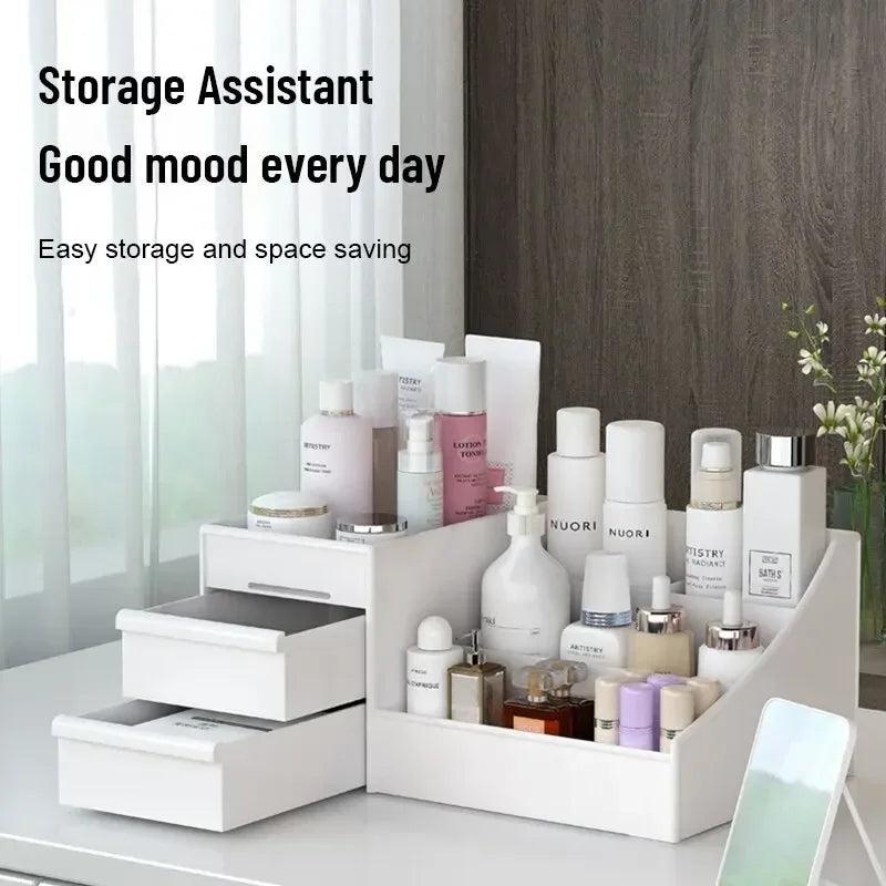 Dressing Table Organizer Makeup Storage Box Dormitory Finishing Plastic Shelf Cosmetics Skin Care Table Drawer Makeup Organizer