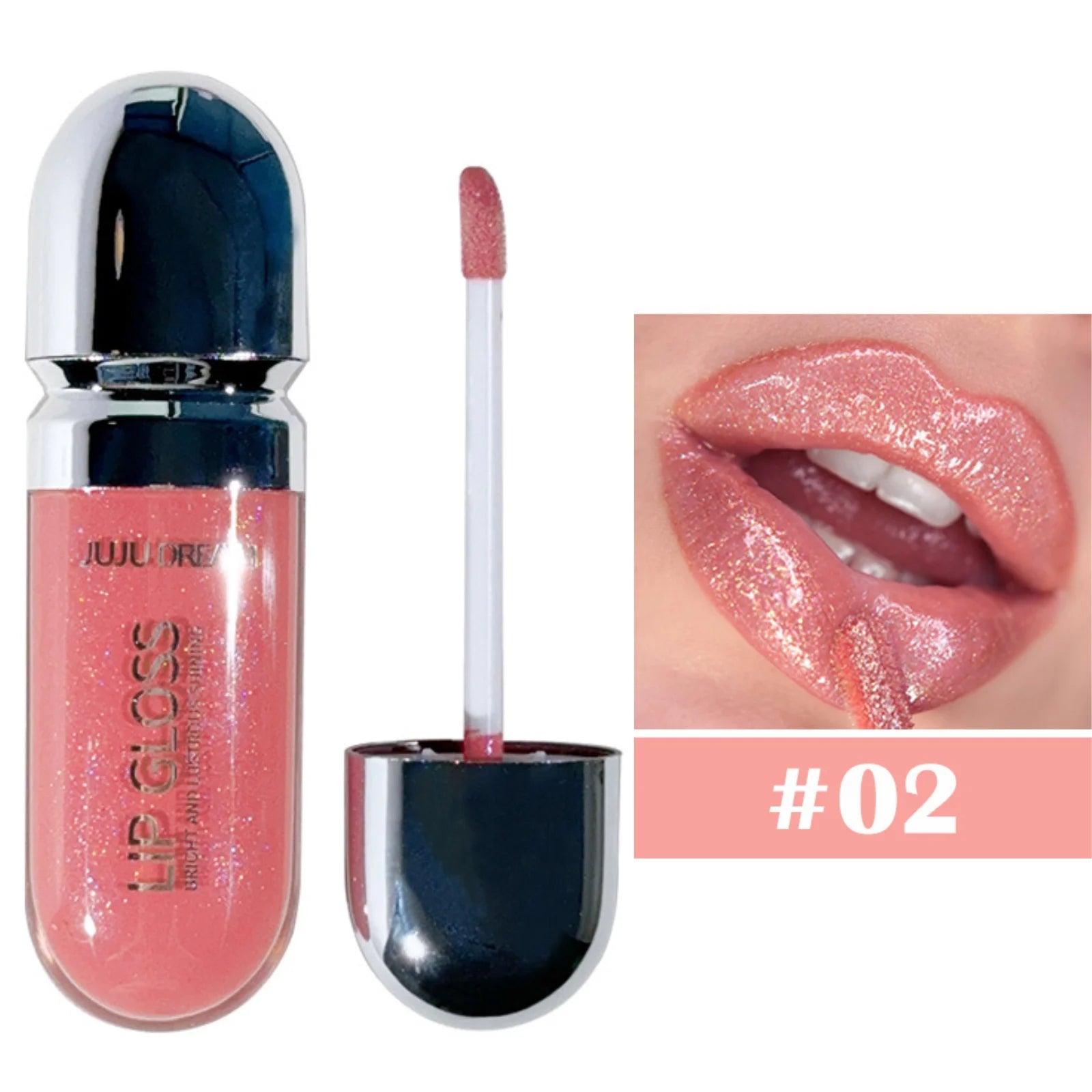 Long-Lasting Water-Gloss Plump Lip Gloss Capsule - Moisturizing & Hydrating Shine Mirror Transparent Pinkish-Shimmer Lip Glaze