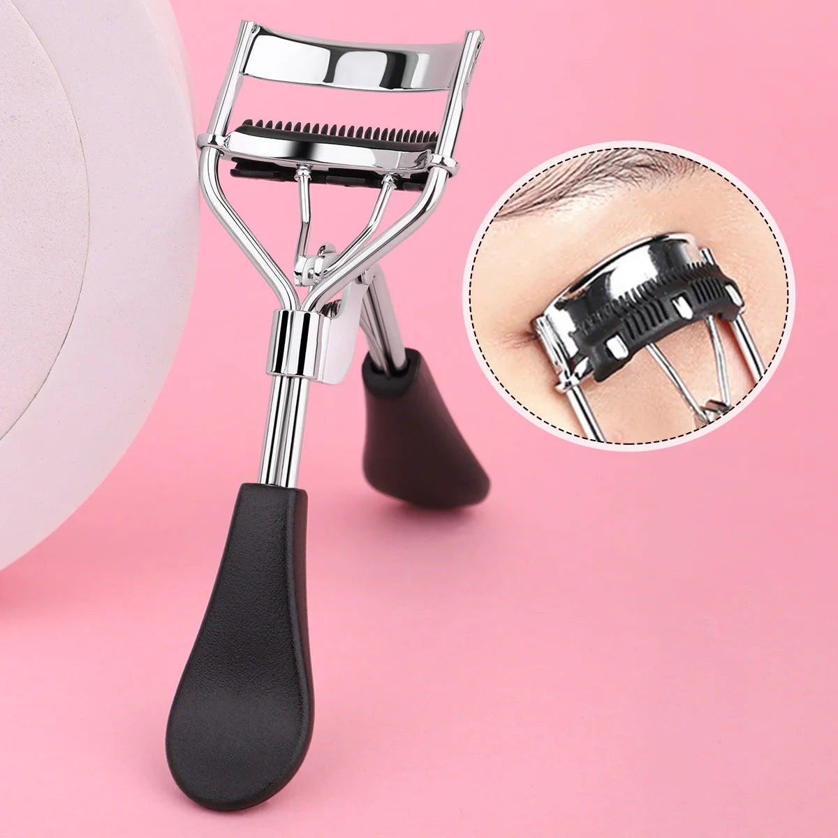 1 stainless steel eyelash curler with comb, lasting shaping big eyes, no harm to eyelashes, suitable for all eye types and eye e