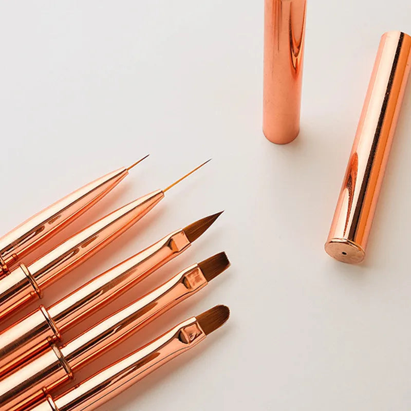 5Style Nail Art Acrylic UV Gel Extension Builder Rhinestone Painting Brush Lines Liner Pattern Drawing Pen Manicure Tool