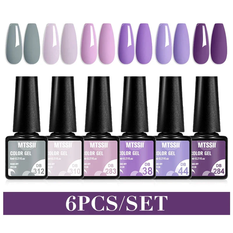 MTSSII 6PCS/Set Sparkly Red Roes Red Gel Nail Polish Shinning Nail Art LED UV Gel Varnish Nail Supplies Manicure Kit for Nails