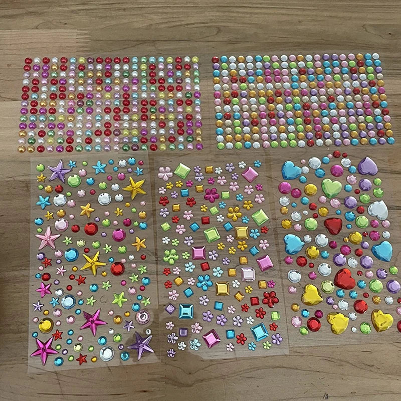 880pcs Gem bead Stickers Rhinestones for Crafts Self Adhesive Jewels Acrylic DIY Craft Decorative Diamond Stickers for Girls kid