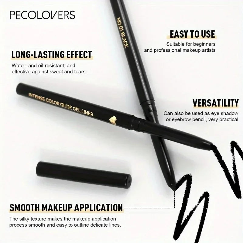 3PCS Waterproof Lasting Matte Eyeliner Gel Pencil Black Quick Drying Sweatproof Smudge Proof Natural Eye Liner Gel Pen Makeup