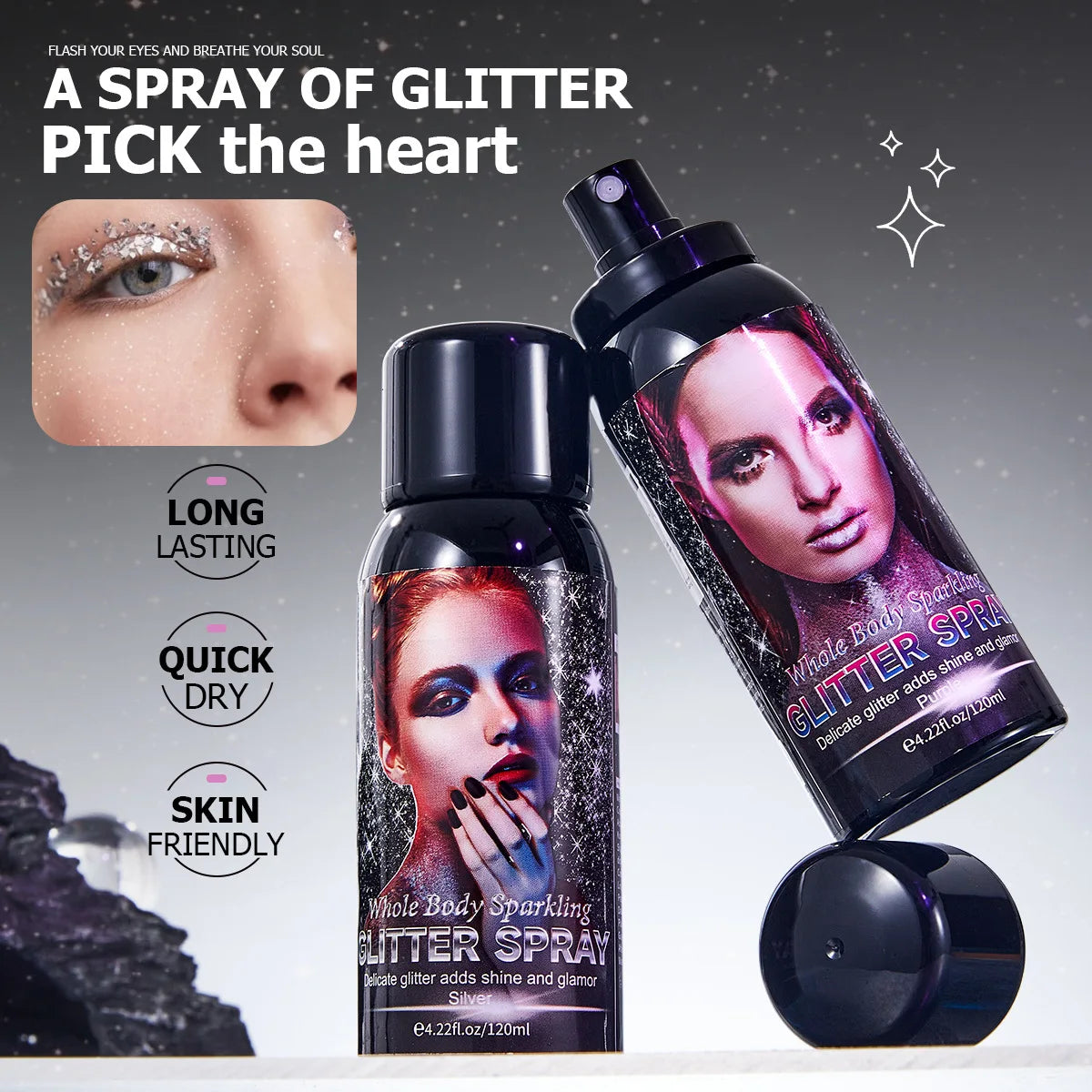 Glitter Spray Body Highlight Clavicle Glitter Spray Grooming Brightening Spray Face and Body Makeup