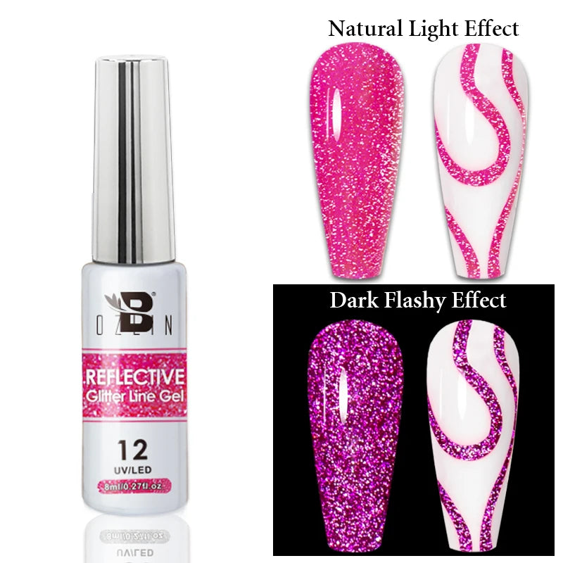 AWStorG 7.5ML Golden Gradient Cat Eye Magnetic Gel Sparkling Glitter Nail Polish Semi Permanent UV Nail Art No Need Base Color