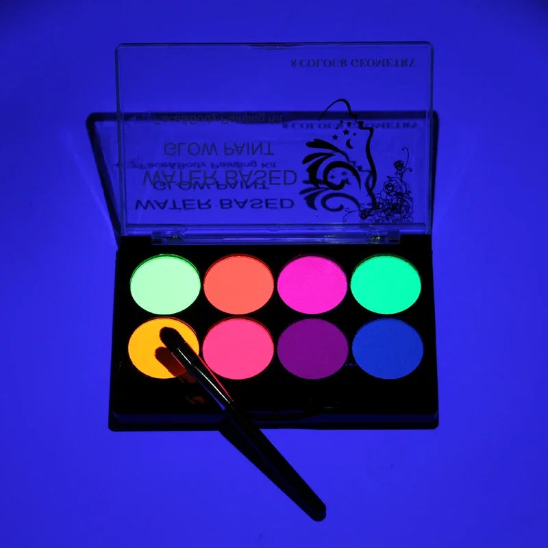 8 Colors Face Body Art Paint UV Glow Fluorescent Glowing Christmas Halloween Party Fancy Dress Beauty Makeup Tool