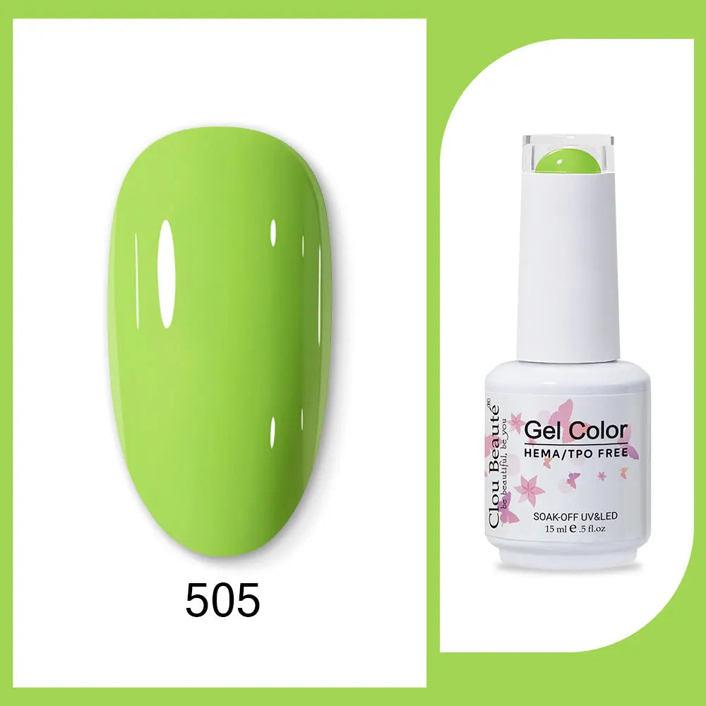 Clou Beaute 15ml Red Black White Green Neon Gel Nail Polish Base Top Coat Velvet Top 400 Colors Semi Permanent Gel Nail Varnish