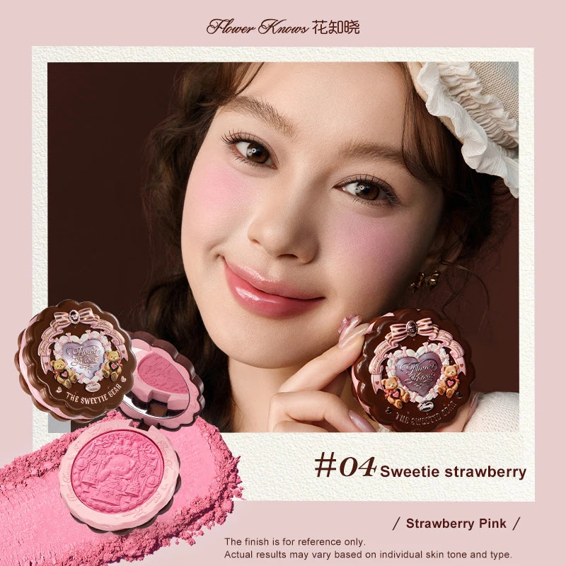 Flower Knows Sweetie Bear Silk Satin Blush Soft Matte Long Lasting Natural Glow Waterproof Buildable Cheek Powder Vegan Makeup