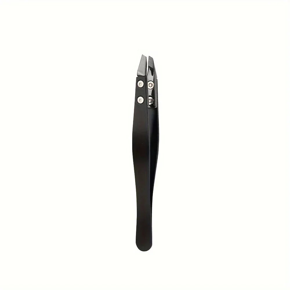 Zirconia Ceramic Pointed Tweezers Stainless Steel Tweezers with Slanted Tips Edges Eyebrows Beards Hair Eyelash Tweezers