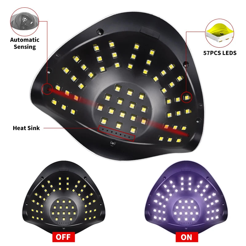 UV LED Nail Lamp,Gel Nail Dryer with Auto Sensor 57 LED Fast Curing Smart Polish Dryer for Gel Nails Professional Manicure Tool