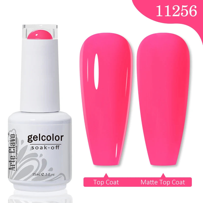 Arte Clavo 15ml Rose Red Pink Color Gel Nail Polish Autumn Winter Hot Sale Long Lasting Soak Off For Manicure Nail Art Gel