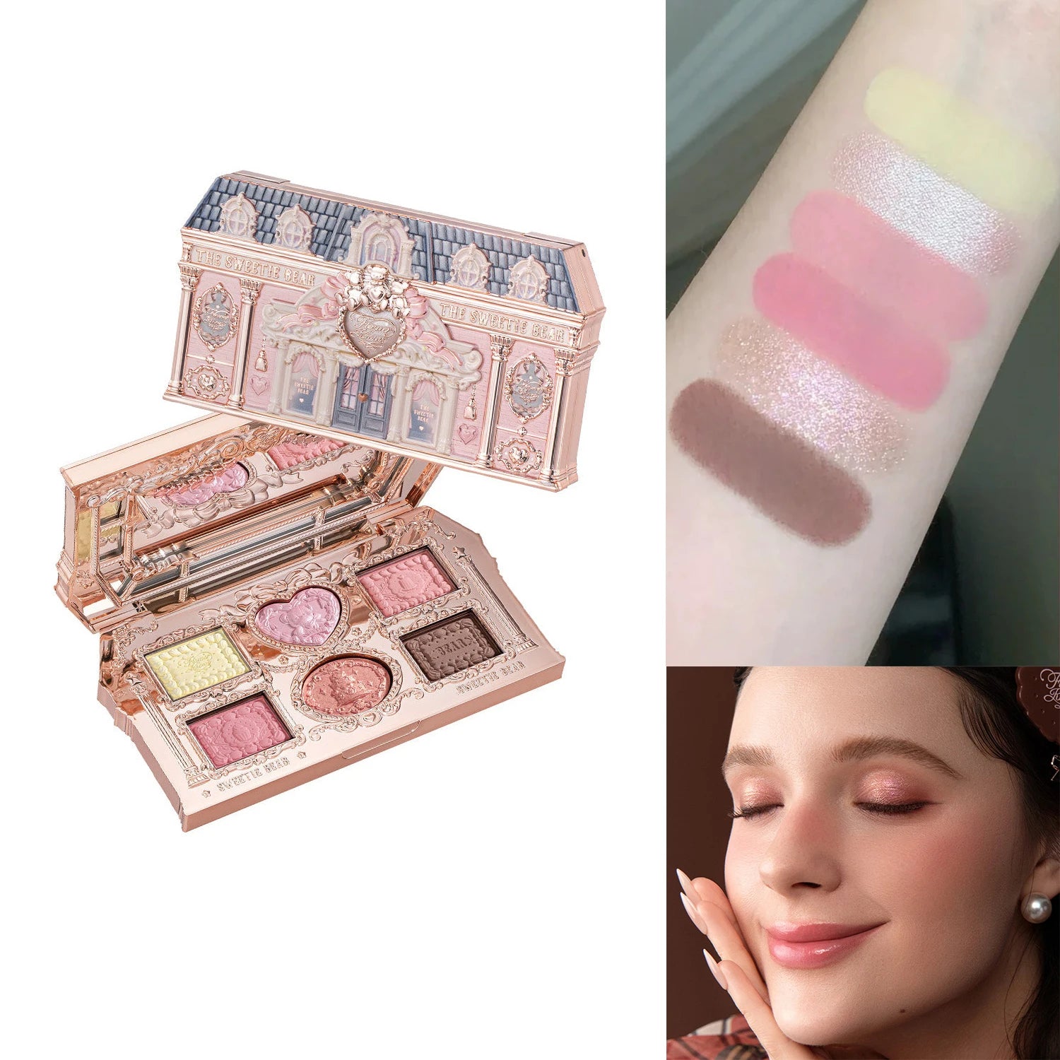 Flower Knows Swan Ballet 6 Color Eyeshadow Palette Matte Shimmer Pearl Glitter Waterproof Highly Pigmented Long Lasting Makeup