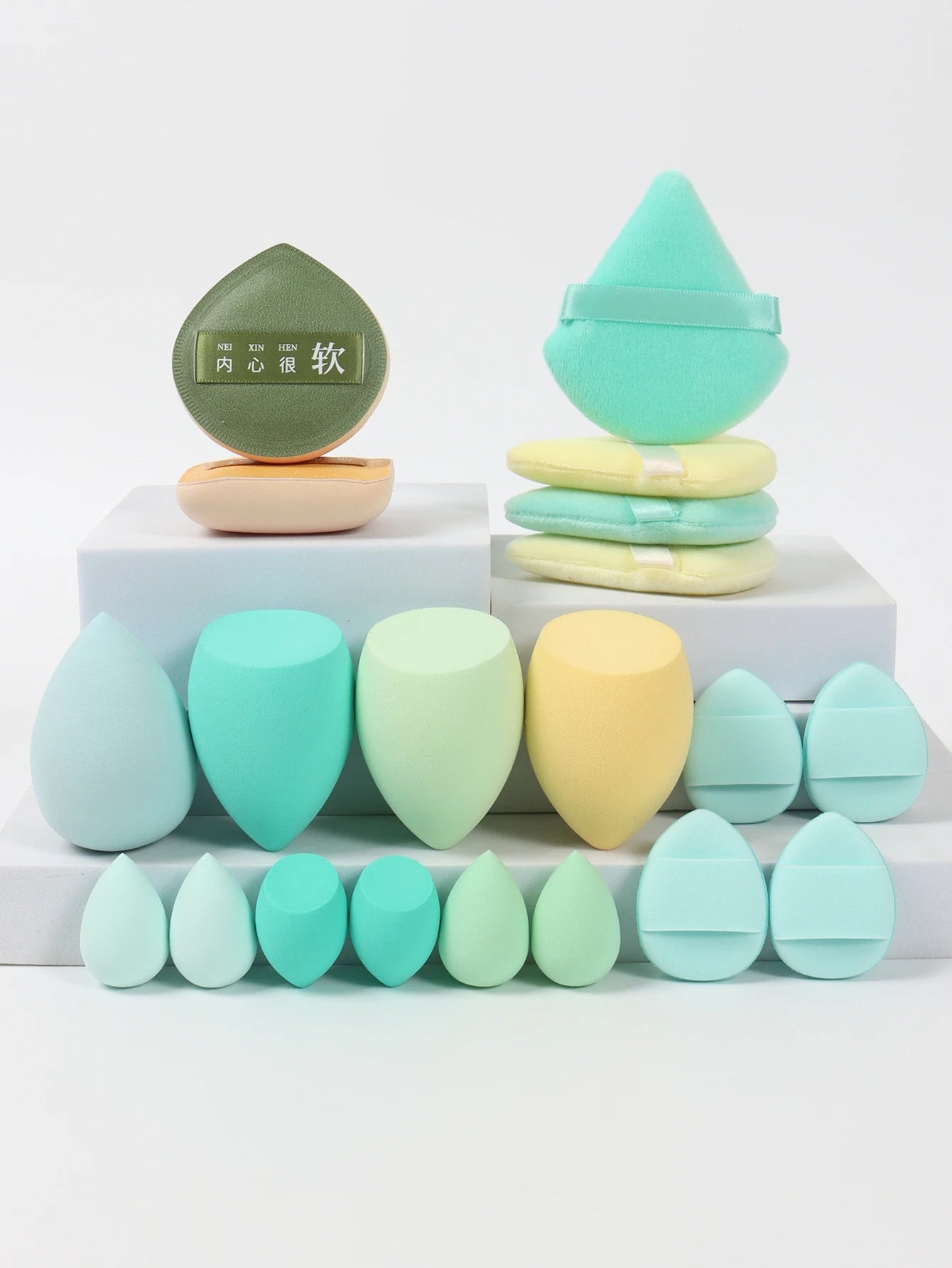 20 Pcs Pink Makeup Sponge and Makeup Puff Set Suitable for Face Cream and Powder Concealer Powder Makeup Machine