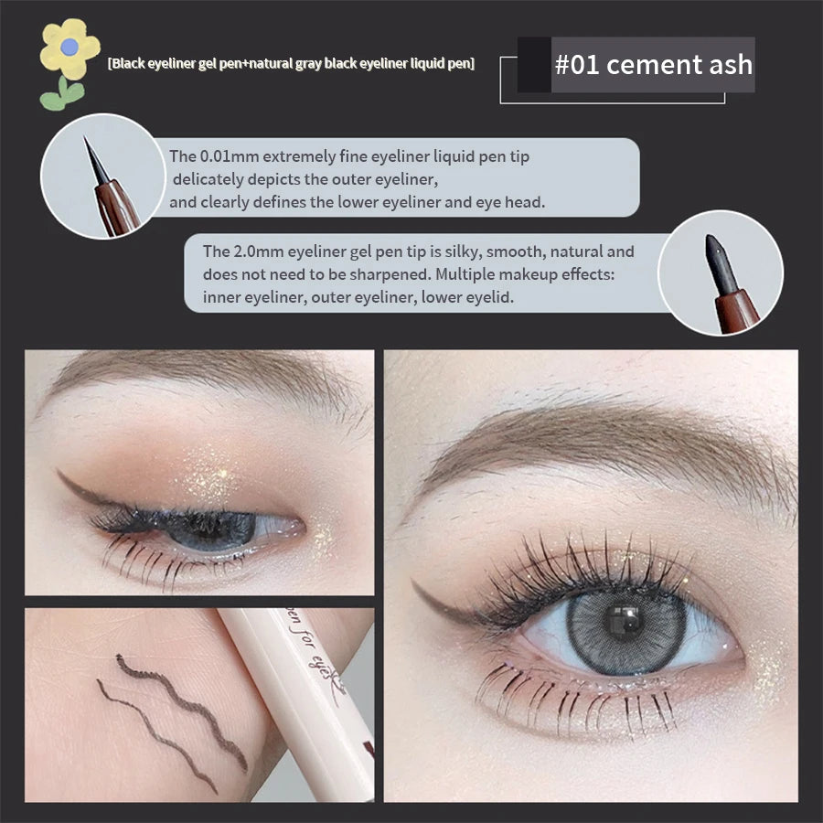 Eyeliner Double Head Pen For Smooth And Delicate Eye Makeup Quick Drying Film Forming Waterproof And Sweat Proof Eye Makeup