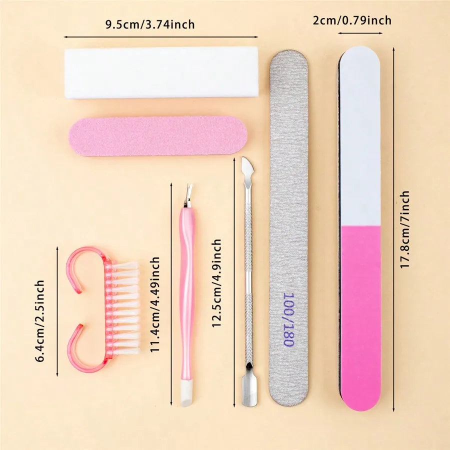 7Pcs Nail Cleaning Tool Kit, Nail File, Cuticle Pusher, Callus Remover, Nail Clipper Set
