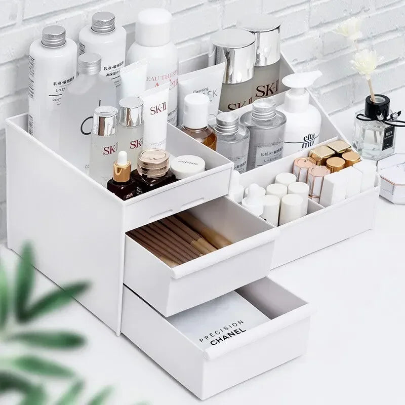 Dressing Table Organizer Makeup Storage Box Dormitory Finishing Plastic Shelf Cosmetics Skin Care Table Drawer Makeup Organizer