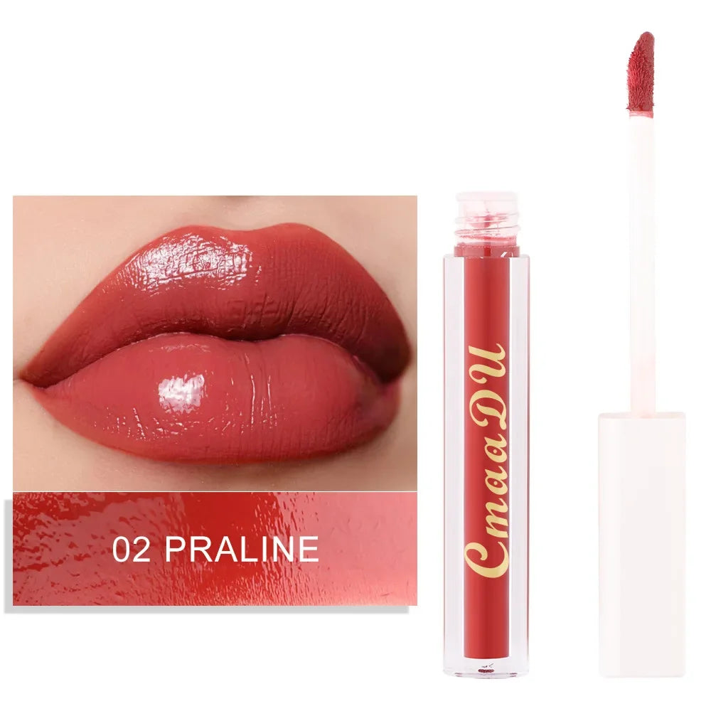 CmaaDu 8Color Lip Gloss Matte Creamy Cup Lipstick Satin Finish Makeup Liquid Lipgloss Lipstick Long Lasting Glossy Lip Cosmetic