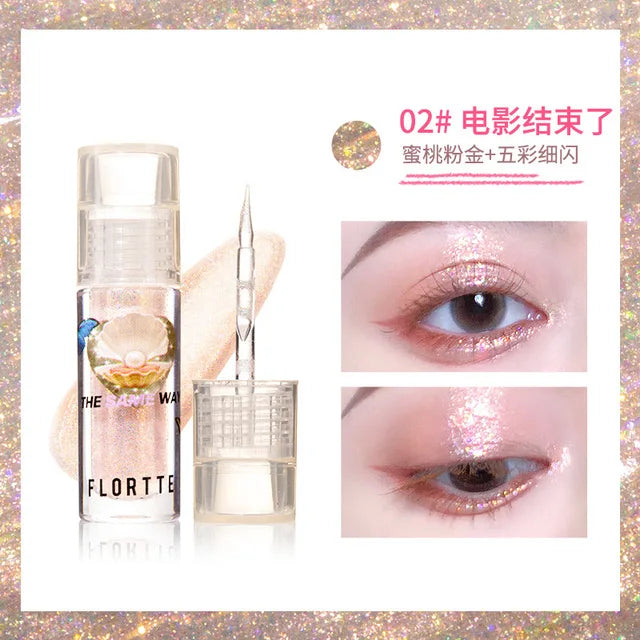 FLORTTE Liquid Eyeshadow Glitter Fine Shimmer Waterproof Matte Silkworm Brightening Eyeshadow