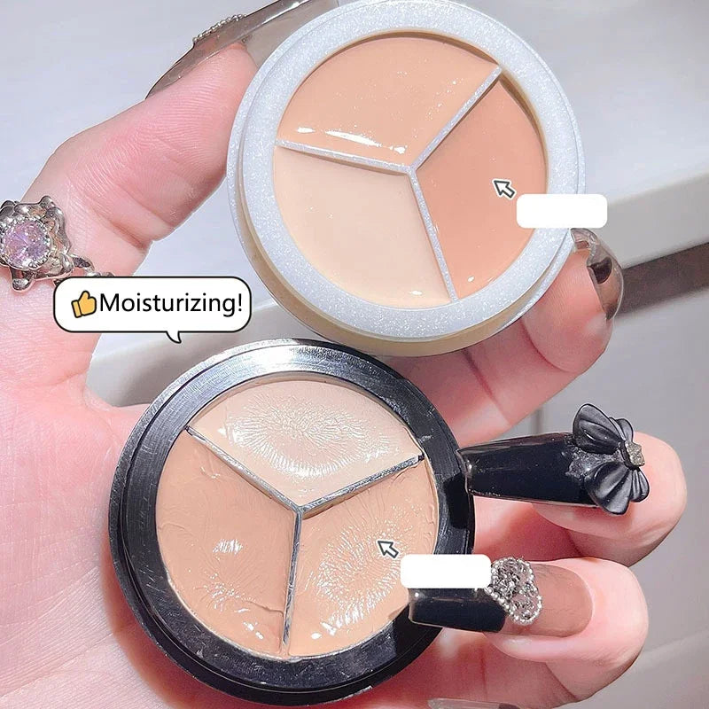 3Color Concealer Full Covers Dark Circles Acne Marks Spots Tear Furrows Concealer Cream Brighten Face Even Skin Color Foundation