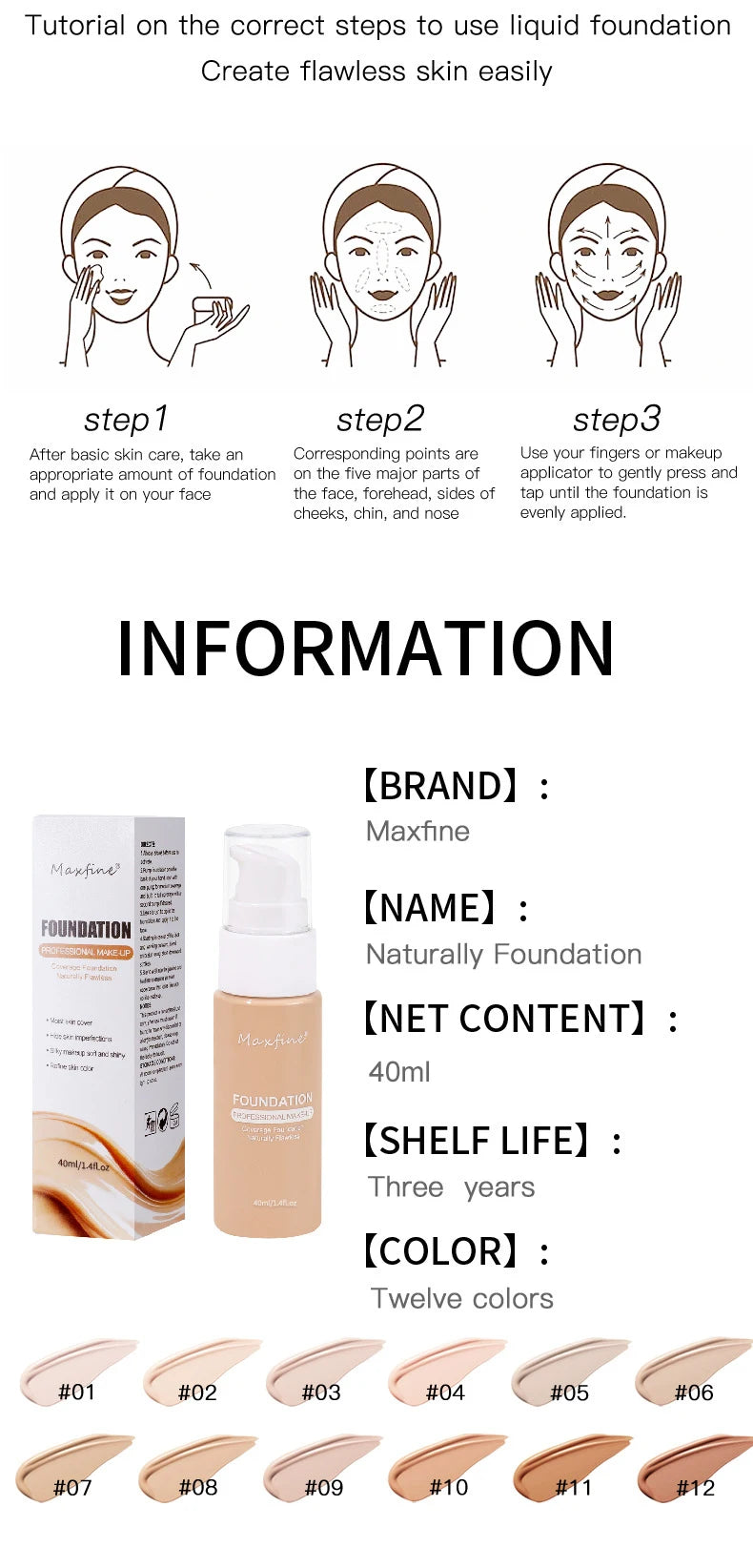 Liquid Foundation | Full Coverage, Conceals Imperfections Effectively, Waterproof & Sweat-Resistant, Professional Makeup for Smooth, Flawless Skin