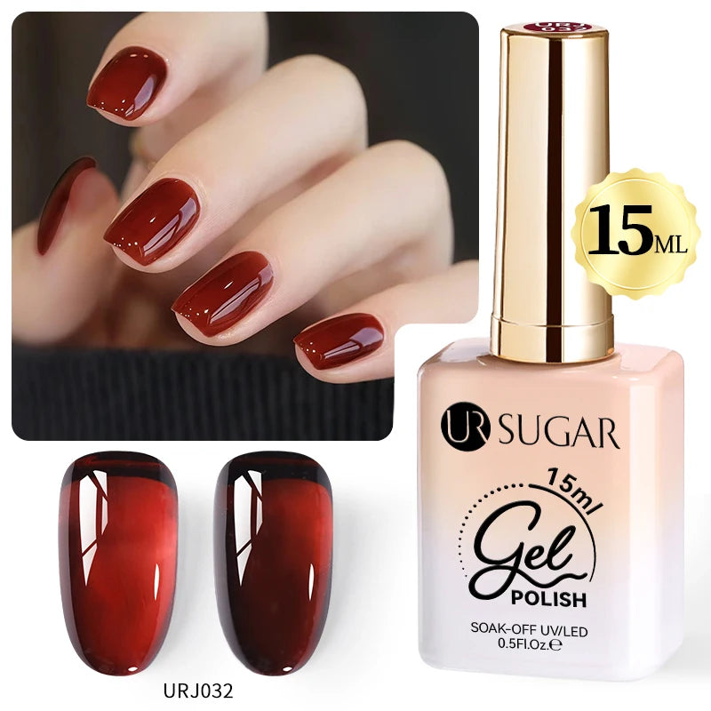 UR SUGAR 15ml Crystal Milky Jelly White Nude Gel Nail Polish Transparent Semi-permanent UV Gel Nail Art Soak Off Gel Varnish