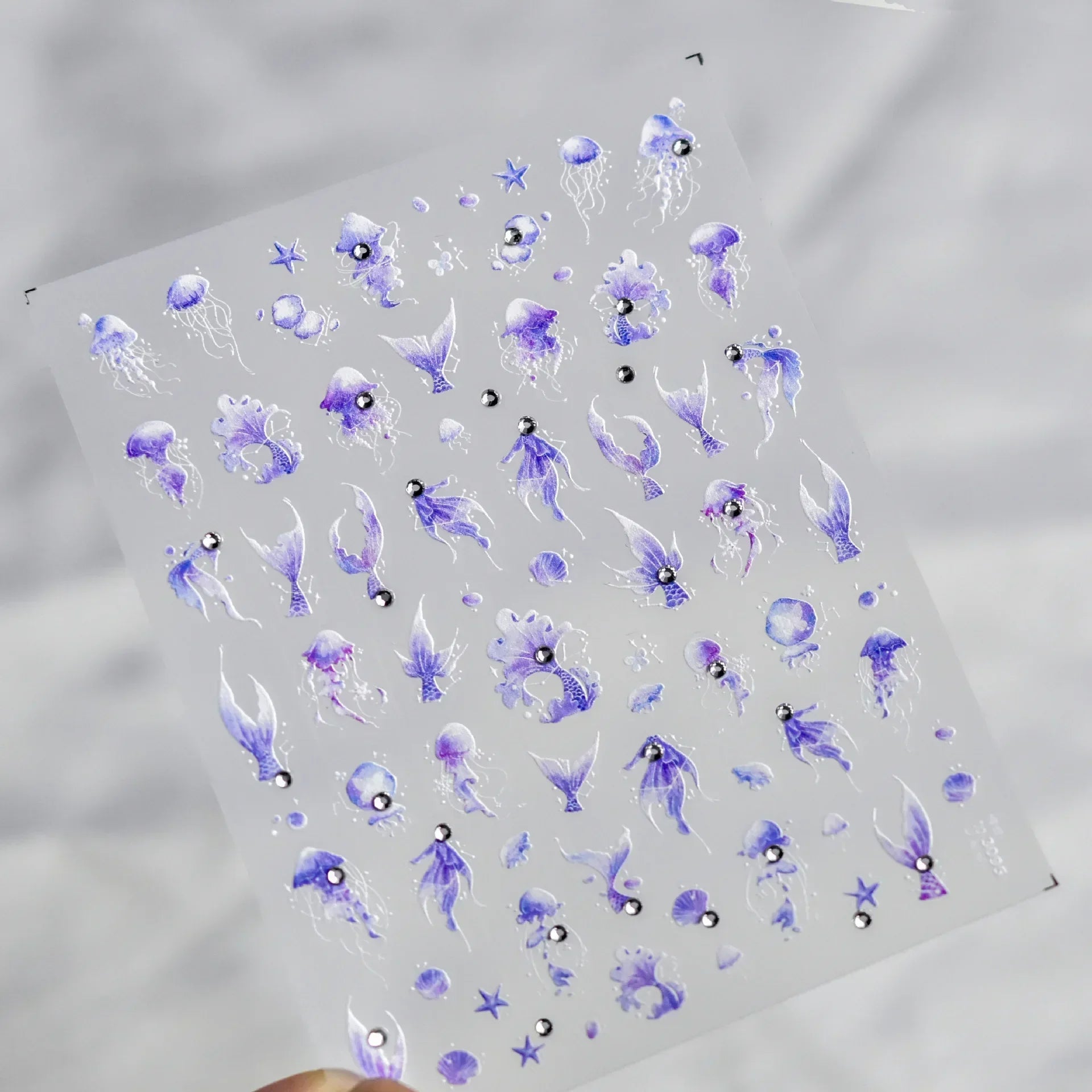 Goldfish Cavort Water Grass Lotus Flower Leaf Brocaded Carp Koi Ripple Droplet Water Bubbles 5D Nail Art Stickers Manicure Decal