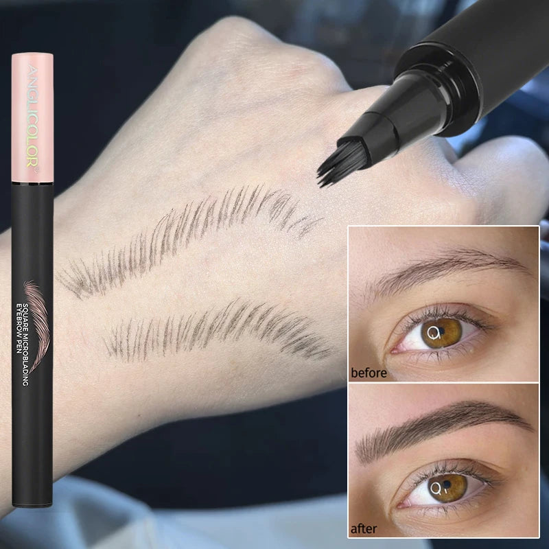 Liquid Wild Eyebrow Pencil Square Angled Brush Multifunction 3D Brow Dye Cream Hairline Anti-smudge Waterproof Eyebrow Tint Pen