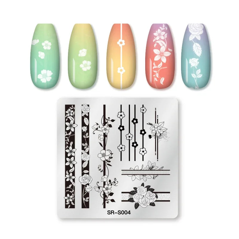 1PC Flower Leaves Line Geometric Stamping Plates Abstract Lady Face Nail Stamp Templates Printing Stencil Nail Art Decoration