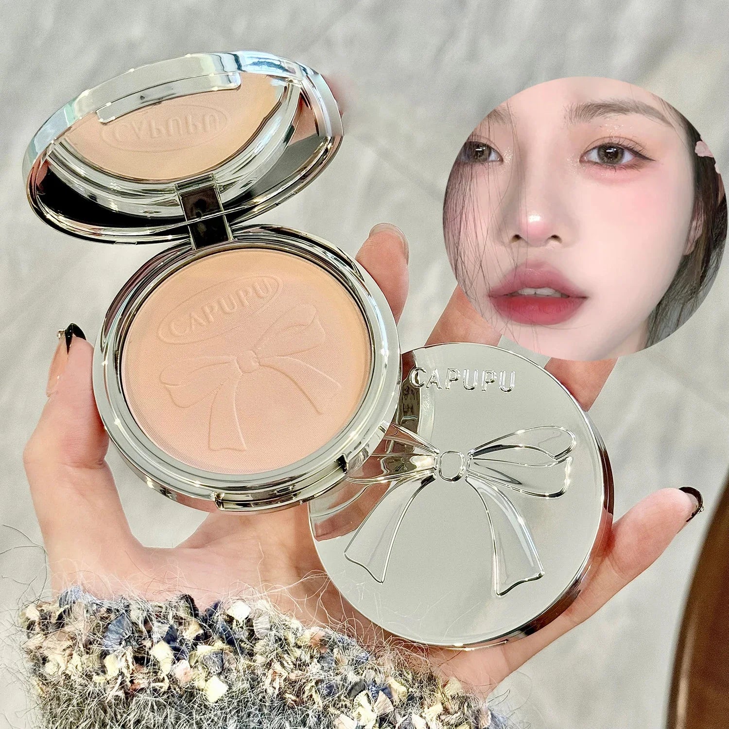 Matte White Face Pressed Powder 24 Hours Oil Control Clear Natural Powder Foundation Full Coverage Waterproof Makeup