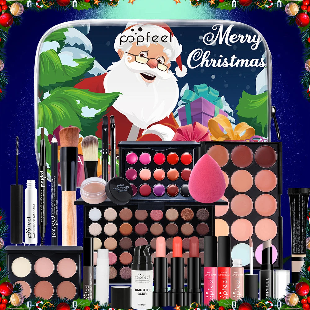 POPFEEL Christmas Makeup Set - Complete Holiday Cosmetic Collection Featuring Eyeshadow, Concealer, and Lipstick,Gift-Giving.
