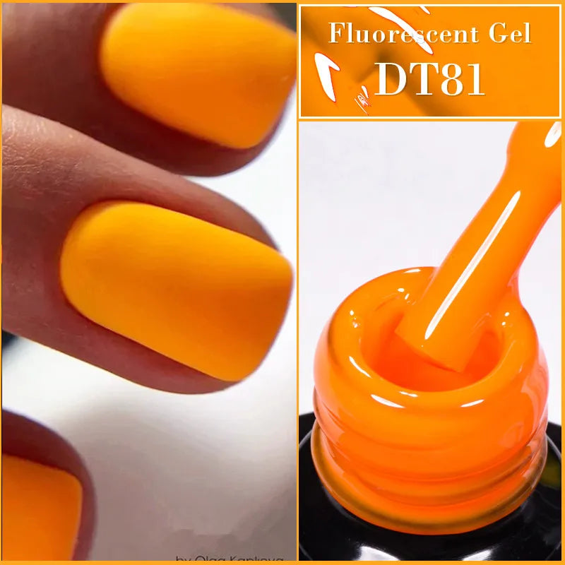 MEET ACROSS 7ml Orange Red Green Gel Nail Polish Laser Sparkly Soak Off Semi Permanent Nail Art UV Gel Varnish For Nails