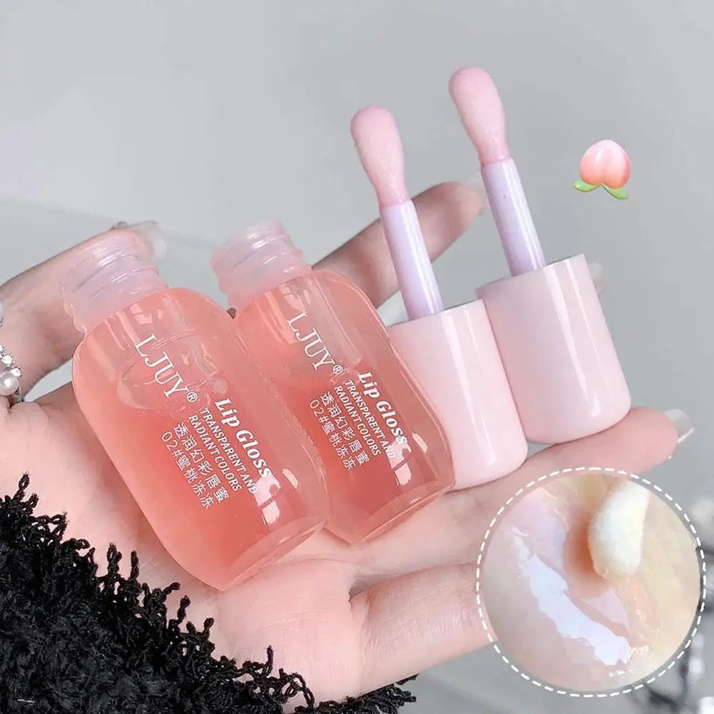 Fruit Crystal Jelly Lip Oil Hydrating Transparent Glass Lip Gloss Plumping Clear Lip Plumper Serum Lips Care Makeup Cosmetics