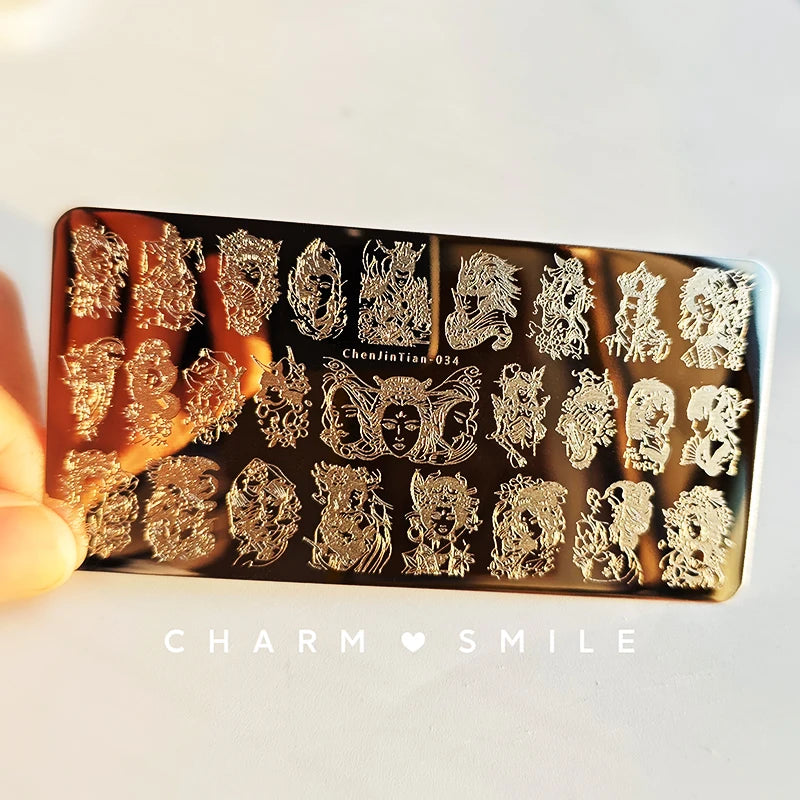 Cartoon Characters Stamping Plates French Line Geometry Flowers Leaves Animals Image Stainless Steel Nail Art Template Stencil