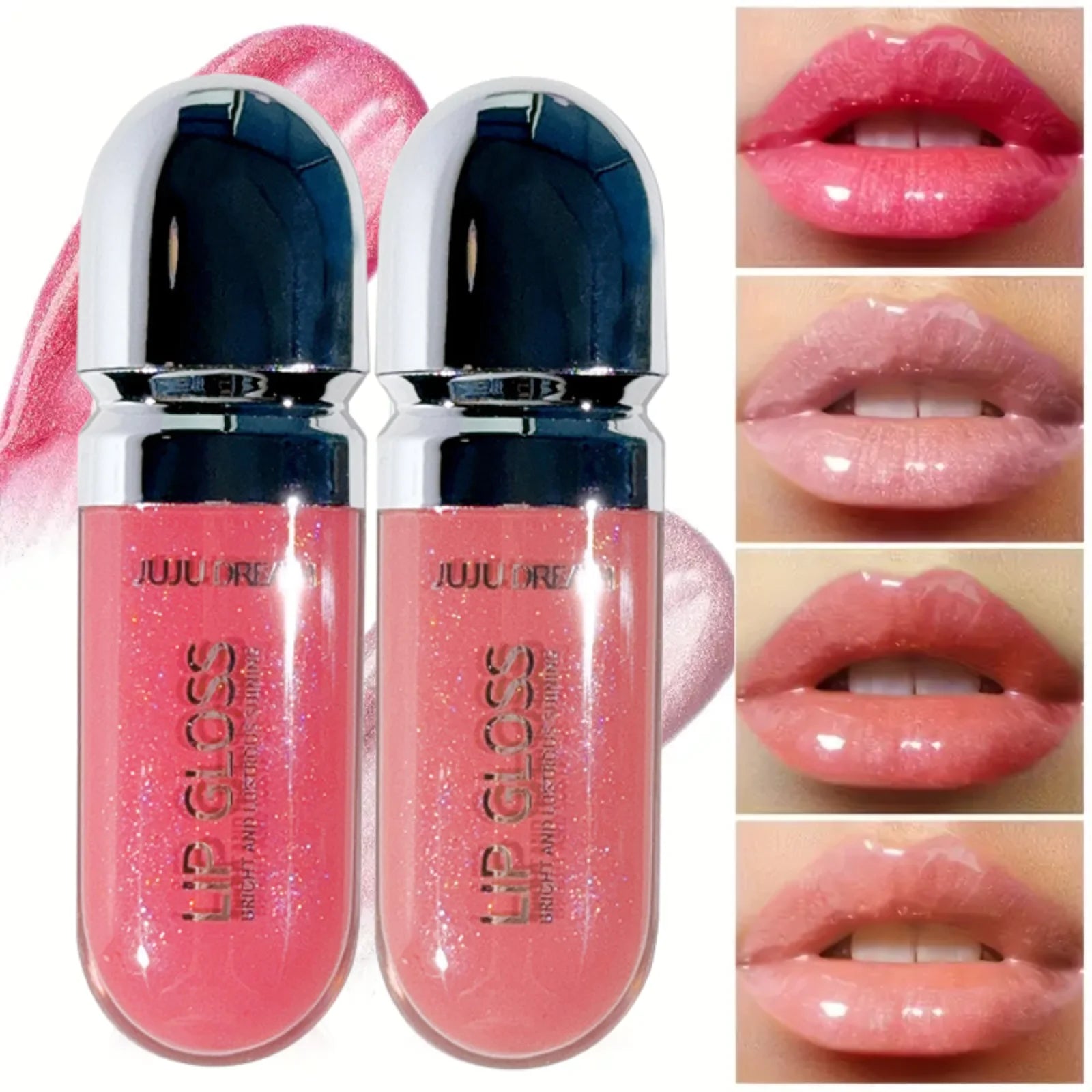 Long-Lasting Water-Gloss Plump Lip Gloss Capsule - Moisturizing & Hydrating Shine Mirror Transparent Pinkish-Shimmer Lip Glaze