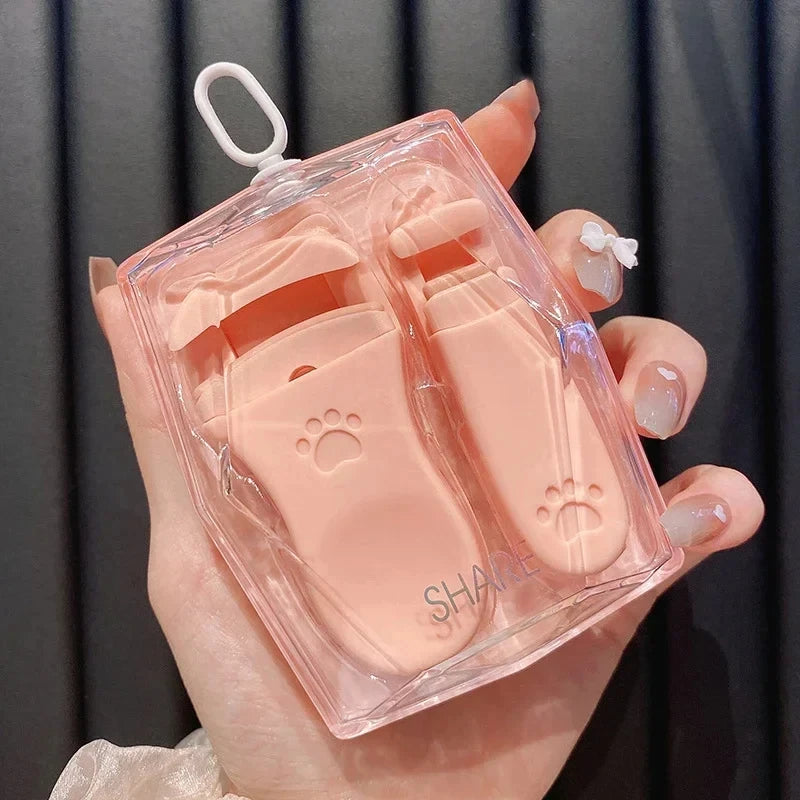 2Pcs Portable Eyelash Curler,Cat Claw Eyelash Curler, Edgeless Long Lasting Curling Tool, Gentle Half Clip For Natural Eyelashes