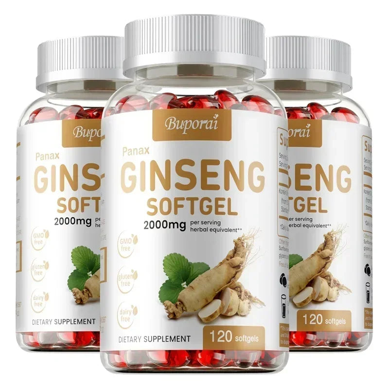 Red Panax Ginseng Capsules - for Immunity, Energy, Fatigue and Stress Relief, and Mental Focus