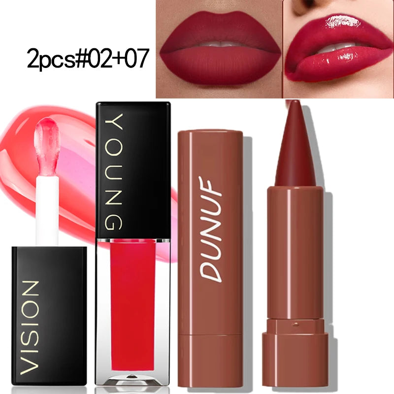 Gradient Lip Liner Pen with Matte Velvet Finish Smooth Application Lipstick for Defined and Elegant Lips