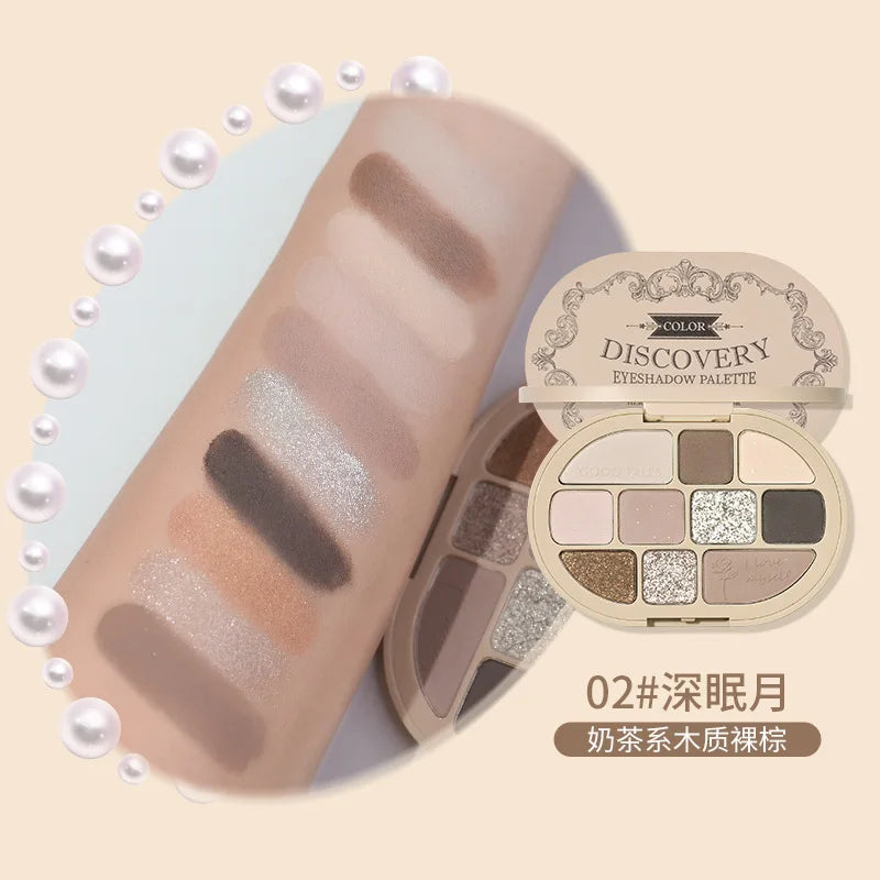 GOGO TALES 10 Colors Shimmer Matte Eyeshadow Makeup Palette Nude Glitter Shiny Pigment Eye Shadow Long Lasting Makeup Cosmetic