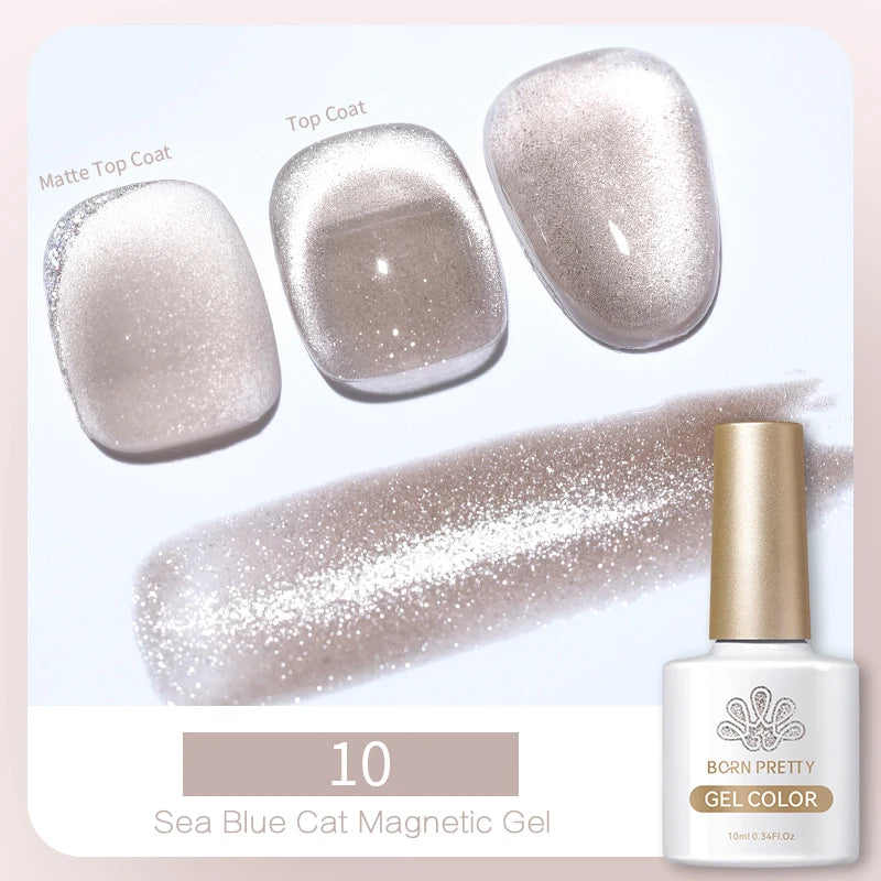 BORN PRETTY 10ml Black Glass Cat Magnetic Gel Nail Polish Silver Gold Glitter Semi Permanent Soak Off UV LED Gel Varnish