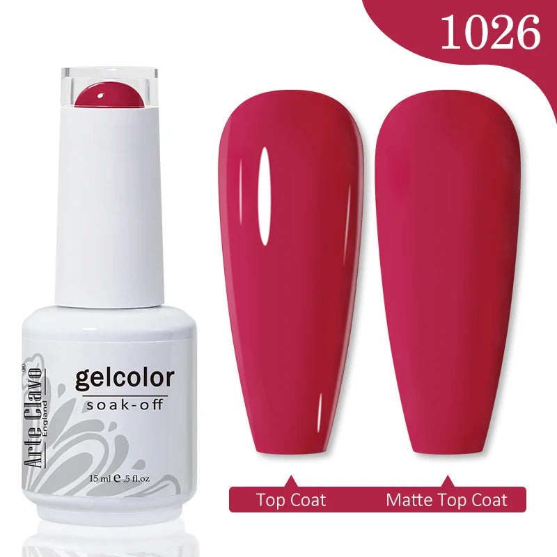 Arte Clavo 15ml Rose Red Pink Color Gel Nail Polish Autumn Winter Hot Sale Long Lasting Soak Off For Manicure Nail Art Gel