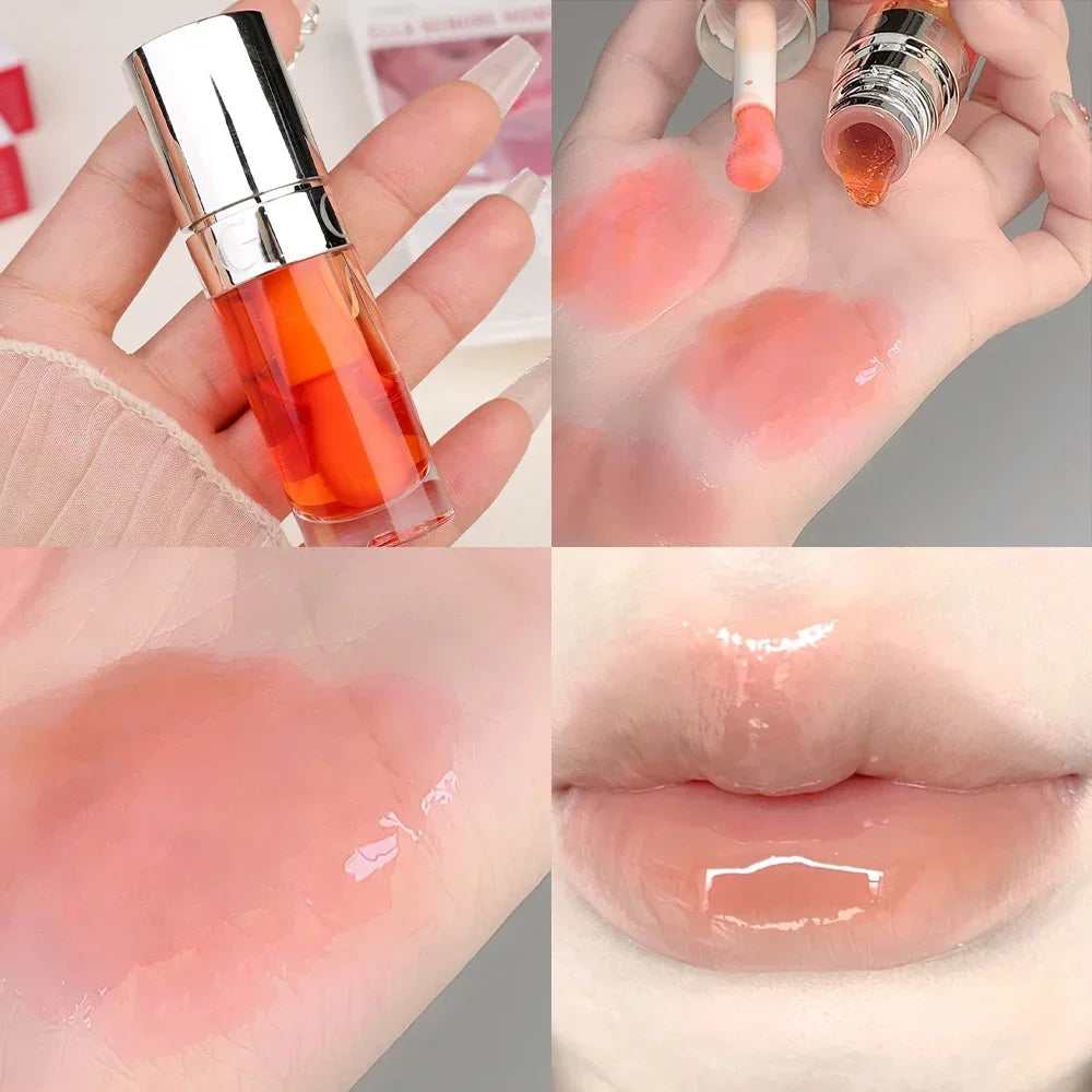 Water Mirror Lip Gloss Transparent Colored Glass Lip Oil Waterproof Lasting Moisturizing Lip Plumper Lipstick Makeup Cosmetics