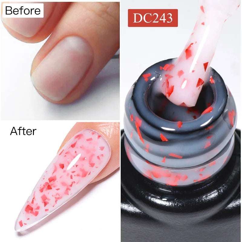 7ML Gold Foil Quick Extension Nail Gel Vernis Semi Permanent Acrylic Crystal Pink Clear Nude Gel Nail Polish UV Construction Gel
